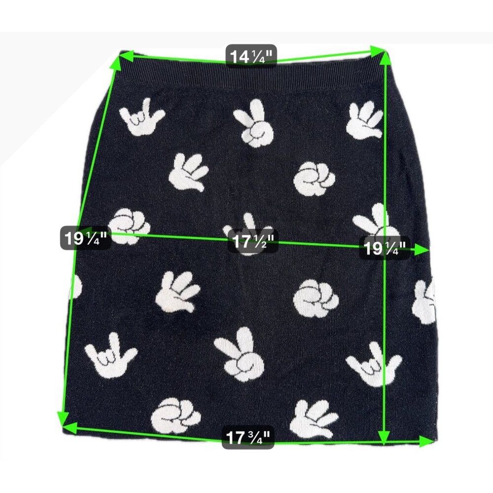Puella Knit Soft Skirt Womens Black & White W/Character Hand Gesture Print - Picture 2 of 7